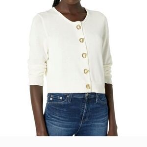 Calvin Klein White Cardigan with Gold Toggle Buttons